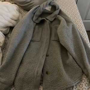 grey fuzzy jacket